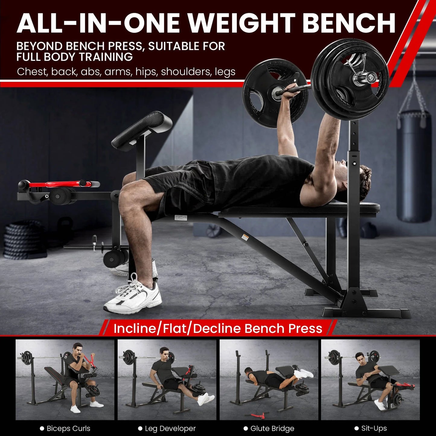 FormForge Approved: VIBESPARK 900LBS Olympic Weight Bench Set 